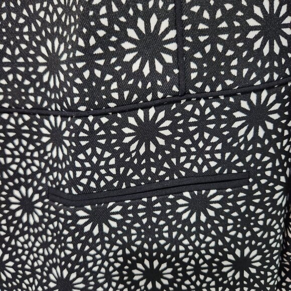 Nine West Collarless Open Front Black  White Long Sleeve Blazer Jacket- Size 12 - Picture 3 of 6